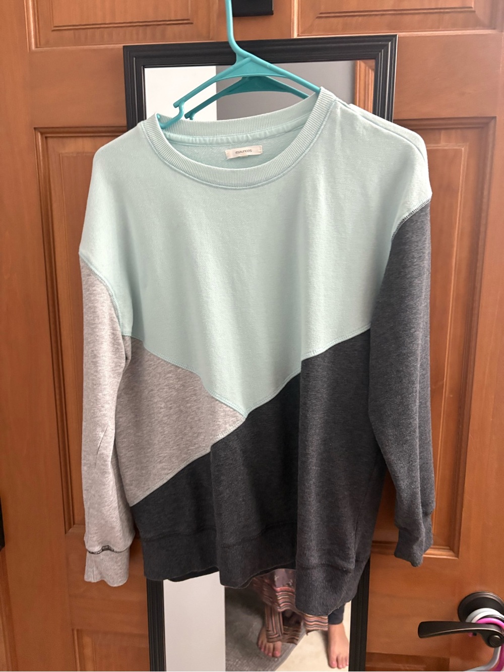 Maurices Colorblock Crewneck Sweatshirt in Mint, Light Gray & Charcoal